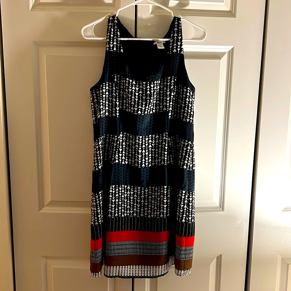 Bar III Women’s Printed Striped Dress - Blue/White/Red/Camel - Small